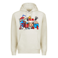 Oatmeal Heather Lacrosse coffee cups Premium Hoodie - HowdyJamesFarm