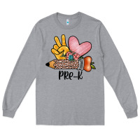 Heather Grey peace love pre k Long Sleeve Tee - JahusDesignShop