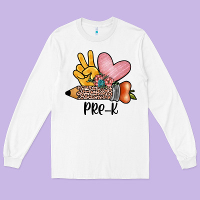 Peace Love Pre K Long Sleeve Tee Designed By Jahusdesignshop