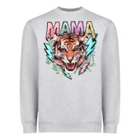 Heather Grey mama tiger lightning bolt Heavyweight Sweatshirt - NancyCooperArtShop
