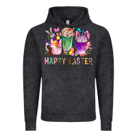 Vintage Black Happy Easter coffee cups with Bunny Vintage Hoodie - NancyCooperArtShop