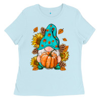 Baby Blue Fall Gnome Ladies Tee - RanaPortraitStore