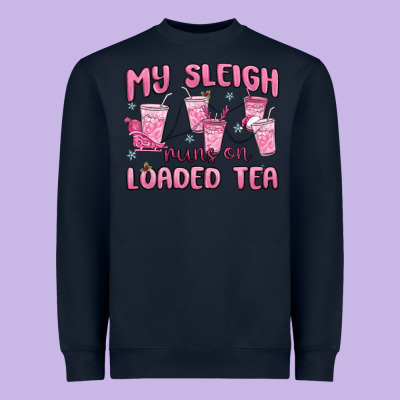 My Sleigh Runs On Loaded Tea Heavyweight Sweatshirt Designed By Maliassmallbusiness