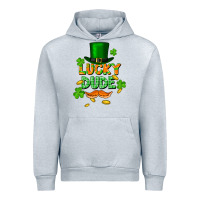 Heather Grey lucky dude St. Patricks Day Urban Hoodie - FaDigitalArtStudio