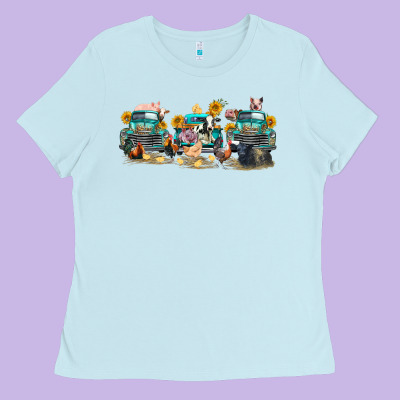 Western Farm Trucks Farm Animals Ladies Tee Designed By Fadigitalartstudio