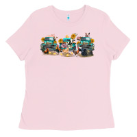 Bubblegum Pink western farm trucks farm animals Ladies Tee - FaDigitalArtStudio