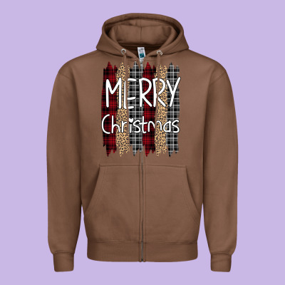 Merry Christmas Leopard Print Zipper Hoodie Designed By Bettercallsaul
