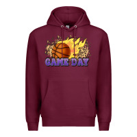 Burgundy game day basketball leopard flames fireball Premium Hoodie - HowdyJamesFarm
