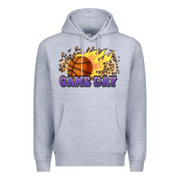 Heather Grey game day basketball leopard flames fireball Premium Hoodie - HowdyJamesFarm