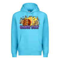 Ocean Blue game day basketball leopard flames fireball Premium Hoodie - HowdyJamesFarm