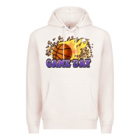 Pale Pink game day basketball leopard flames fireball Premium Hoodie - HowdyJamesFarm