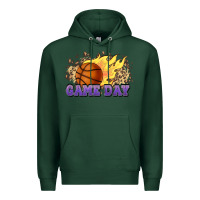 Sports Green game day basketball leopard flames fireball Premium Hoodie - HowdyJamesFarm