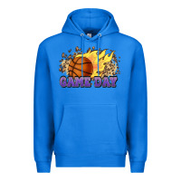 True Royal game day basketball leopard flames fireball Premium Hoodie - HowdyJamesFarm