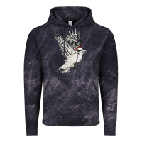 Cloud Black Flying Downy Woodpecker Vintage Hoodie - LillyAllenDesigns