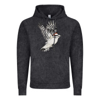 Vintage Black Flying Downy Woodpecker Vintage Hoodie - LillyAllenDesigns