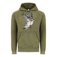 Vintage Olive Flying Downy Woodpecker Vintage Hoodie - LillyAllenDesigns