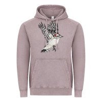 Vintage Zinc Flying Downy Woodpecker Vintage Hoodie - LillyAllenDesigns