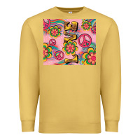 Antique Gold peace love hippie daisy Premium Sweatshirt - TumblerDesignByShophia