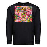 Black peace love hippie daisy Premium Sweatshirt - TumblerDesignByShophia