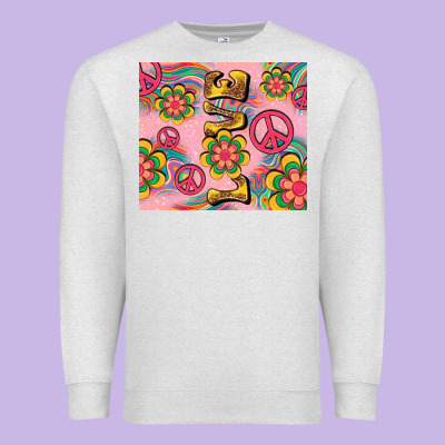 Peace Love Hippie Daisy Premium Sweatshirt Designed By Tumblerdesignbyshophia