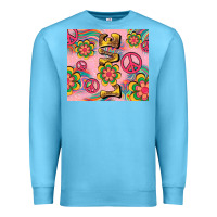 Ocean Blue peace love hippie daisy Premium Sweatshirt - TumblerDesignByShophia