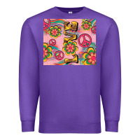 Purple peace love hippie daisy Premium Sweatshirt - TumblerDesignByShophia