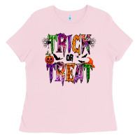 Bubblegum Pink trick or treat Ladies Tee - RacoonDesign