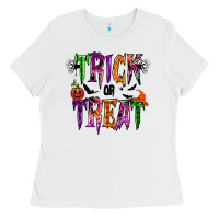White trick or treat Ladies Tee - RacoonDesign