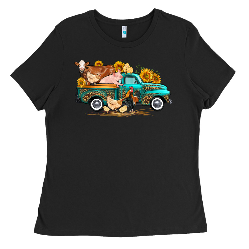 Western Farm Truck Farm Animals Ladies Tee by FaDigitalArtStudio | Teevron
