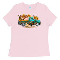 Bubblegum Pink western farm truck farm animals Ladies Tee - FaDigitalArtStudio