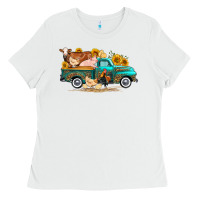White western farm truck farm animals Ladies Tee - FaDigitalArtStudio