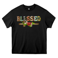 Black blessed and floral cross Heavy Core Tee - BarkalooDesign