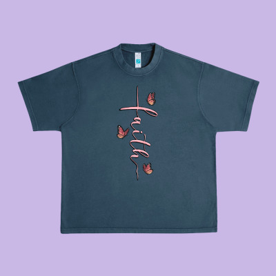 Faith Cross Urban Heavy Tee Designed By Maliassmallbusiness