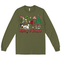 Army Green merry bright Long Sleeve Tee - MaliasSmallBusiness