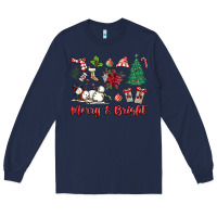 Navy merry bright Long Sleeve Tee - MaliasSmallBusiness