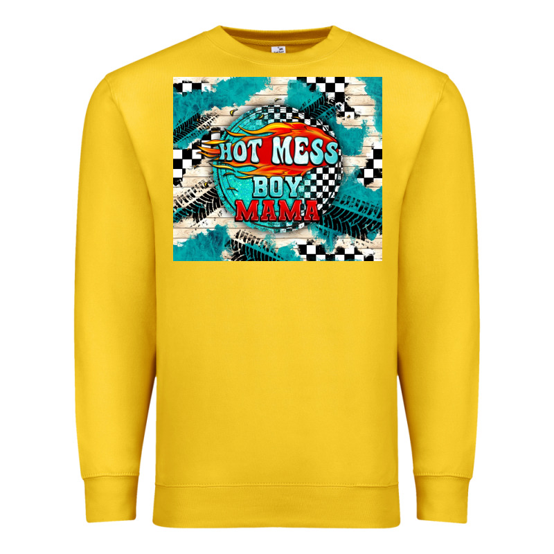 Hot Mess Boy Mama With Fire Premium Sweatshirt by TumblerDesignByShophia | Teevron