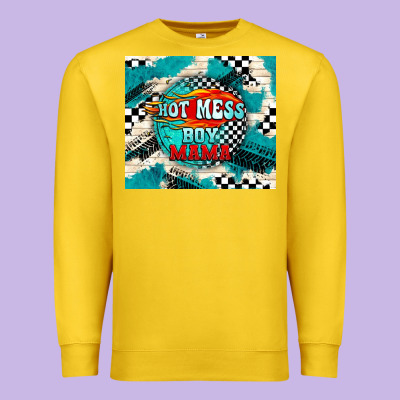 Hot Mess Boy Mama With Fire Premium Sweatshirt Designed By Tumblerdesignbyshophia