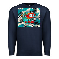 Navy hot mess boy mama with fire Premium Sweatshirt - TumblerDesignByShophia