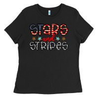 Black stars and stripes Ladies Tee - CowhideDigitalArt
