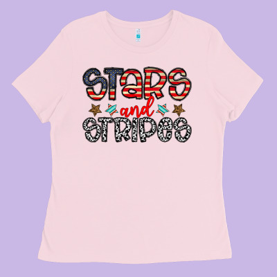 Stars And Stripes Ladies Tee Designed By Cowhidedigitalart