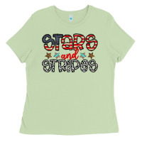 Matcha stars and stripes Ladies Tee - CowhideDigitalArt