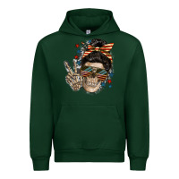Forest Green American Mother skull Mother's Day Urban Hoodie - FaDigitalArtStudio