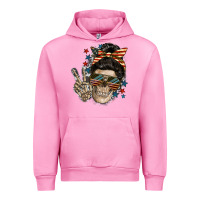 Fuchsia Pink American Mother skull Mother's Day Urban Hoodie - FaDigitalArtStudio