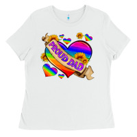 White lgbtq proud dad Ladies Tee - HRA Design Shop