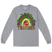 Heather Grey rainbow teacher Long Sleeve Tee - NancyCooperArtShop