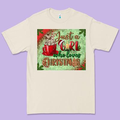 Just A Girl Who Loves Christmas Mousepad Premium Tee Designed By Bundleandbundleshop