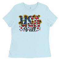 Baby Blue usa yall Ladies Tee - RacoonDesign