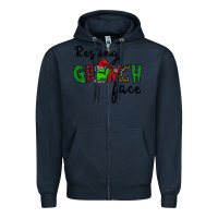 Navy Merry Grinch Mas Zipper Hoodie - Bettercallsaul
