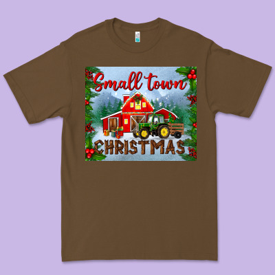 Small Town Christmas Mousepad Premium Tee Designed By Bundleandbundleshop