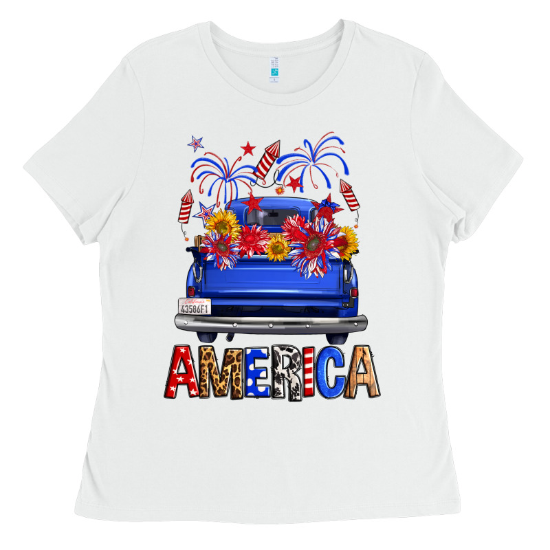 Western Fourth Of July America Truck Ladies Tee by FaDigitalArtStudio | Teevron